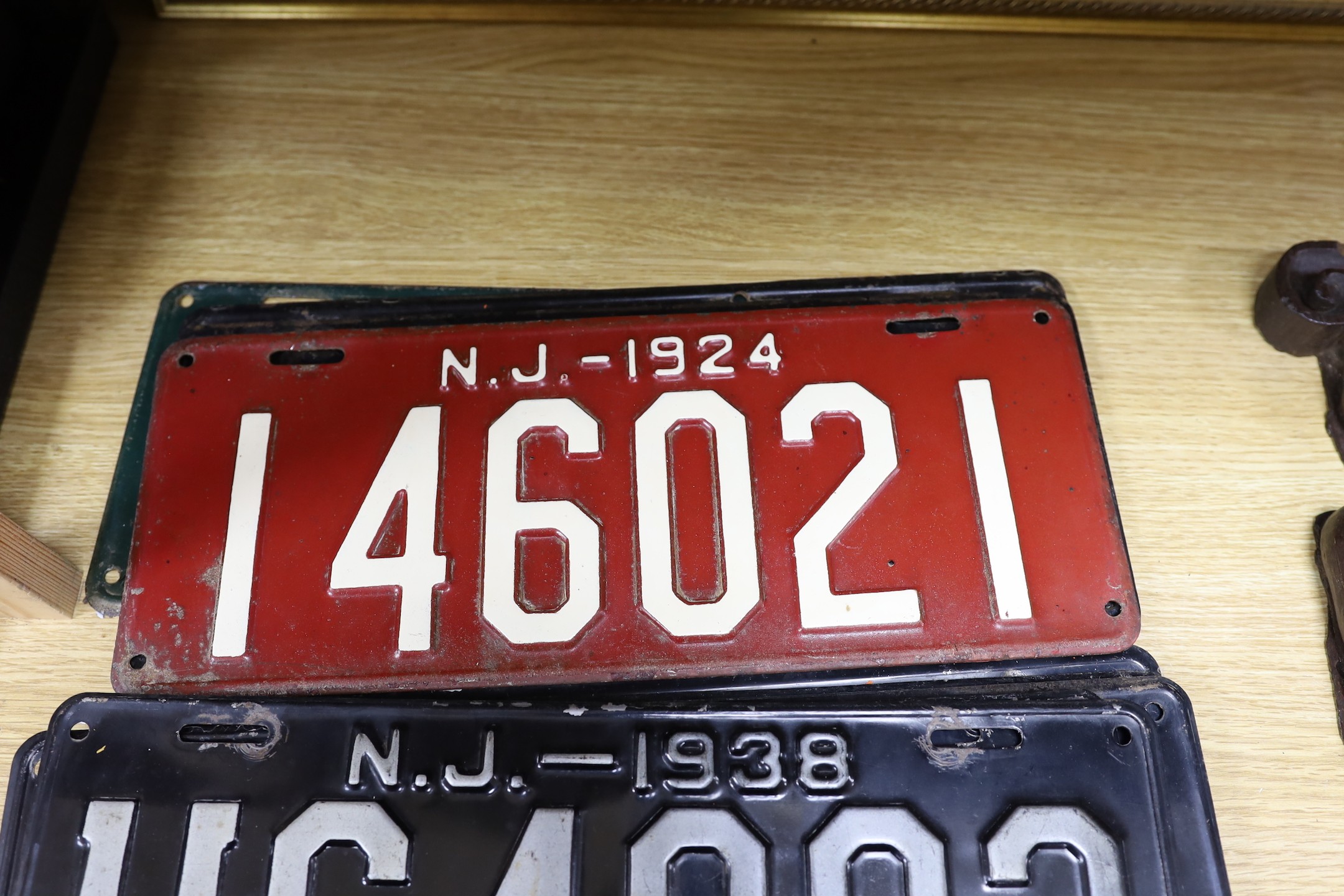 Seven New Jersey 1920's number plates, eight similar 1930's number plates and nine 1940's number plates (24)